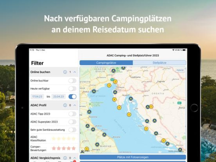 ADAC Camping / Stellplatz 2023 Tablet-Screenshot7