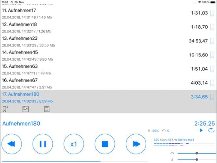 Alon Dictaphone-Diktiergerät Tablet-Screenshot3