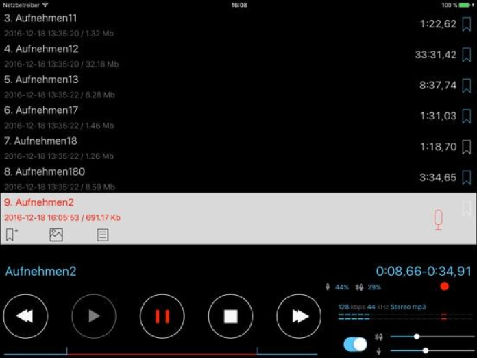Alon Dictaphone-Diktiergerät Tablet-Screenshot6