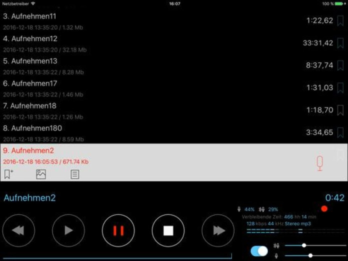 Alon Dictaphone-Diktiergerät Tablet-Screenshot