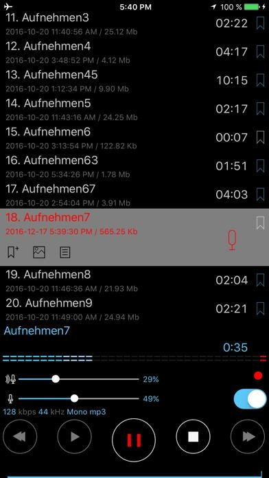 Alon Dictaphone-Diktiergerät Smartphone-Screenshot