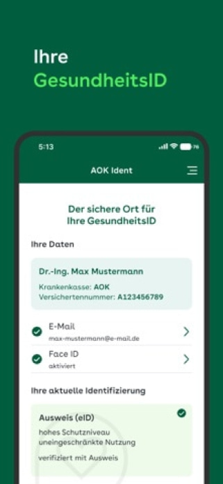 AOK Ident Smartphone-Screenshot