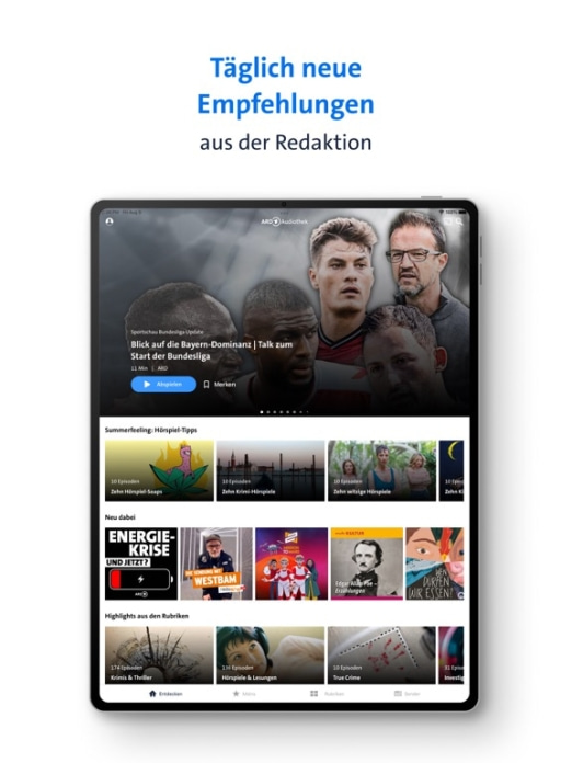 ARD Audiothek Tablet-Screenshot