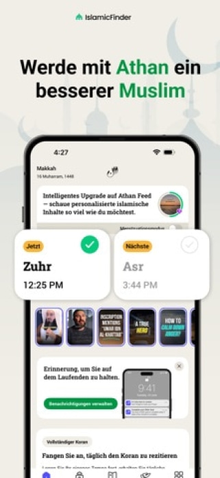 Athan: Gebetszeiten & Al Quran Smartphone-Screenshot