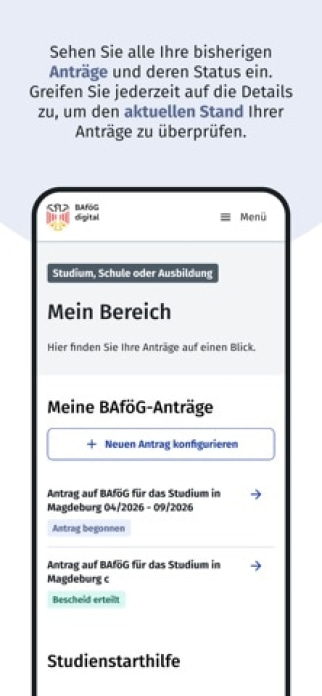 BAföG-Digital Smartphone-Screenshot