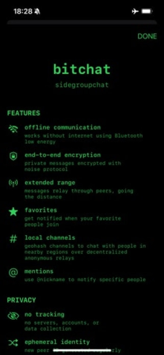 bitchat mesh Smartphone-Screenshot