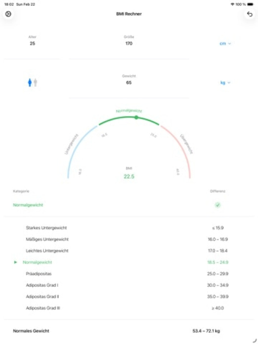 BMI Rechner Gewichtskontrolle Tablet-Screenshot5
