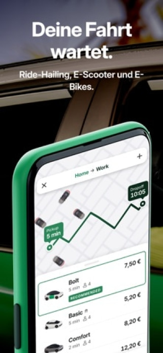 Bolt: Fahrten anfordern Smartphone-Screenshot