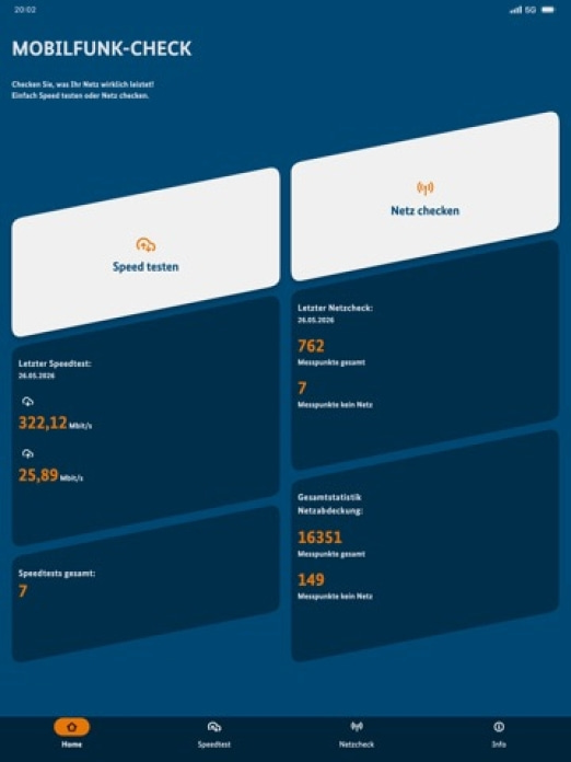 Mobilfunk-Check Tablet-Screenshot