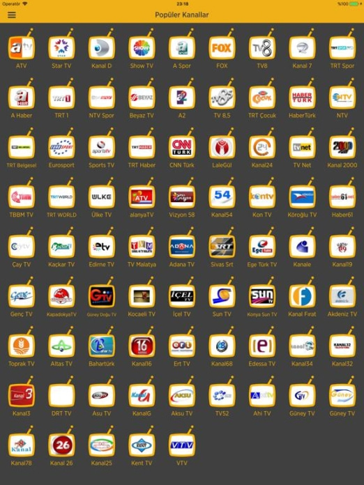 Canlı Türk TV Kanalları Tablet-Screenshot