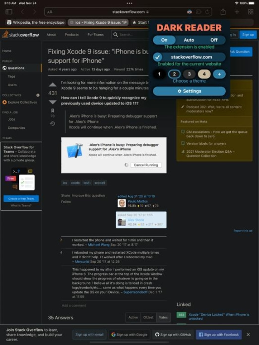 Dark Reader for Safari Tablet-Screenshot