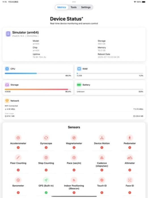Device Status⁺ Systemmonitor Tablet-Screenshot