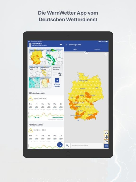 DWD WarnWetter Tablet-Screenshot