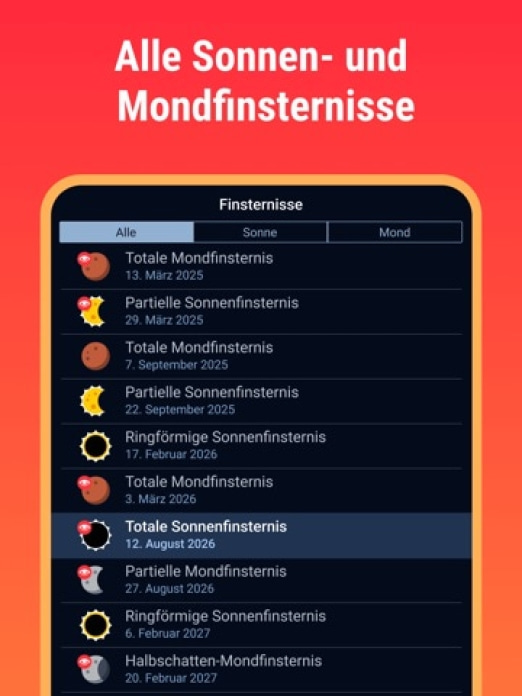 Eclipse Guide: Karte & Zeiten Tablet-Screenshot