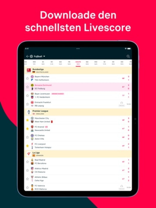 Flashscore: Ergebnisse & News Tablet-Screenshot