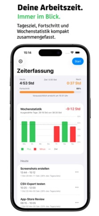 Flugs – Zeiterfassung Smartphone-Screenshot
