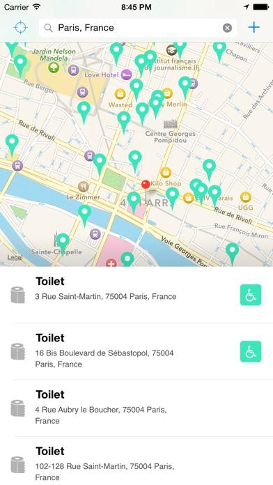 Flush Toilet Finder & Map Smartphone-Screenshot