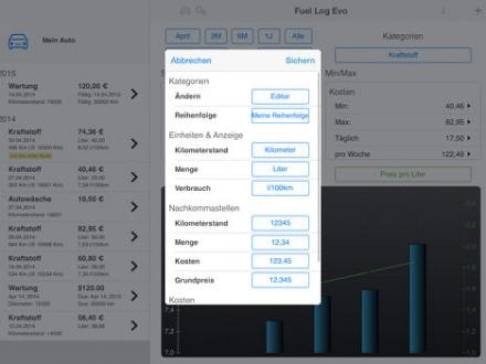 Fuel Log Evo - Das elektronische Fahrtenbuch Smartphone-Screenshot2