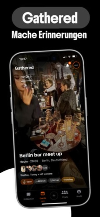 Gathered: Events & Freunde Smartphone-Screenshot
