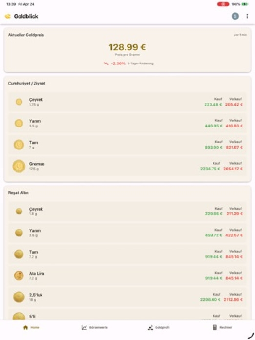Goldblick Tablet-Screenshot