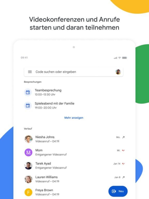 Google Meet Tablet-Screenshot