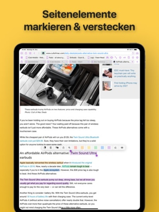 iCab Mobile (Web Browser) Tablet-Screenshot2