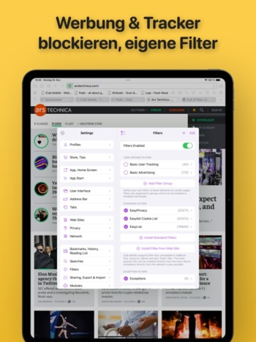 iCab Mobile (Web Browser) Tablet-Screenshot3