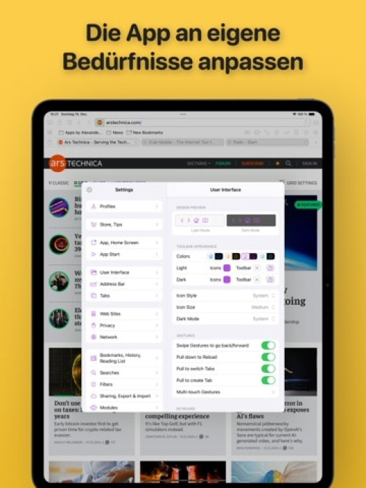 iCab Mobile (Web Browser) Tablet-Screenshot6