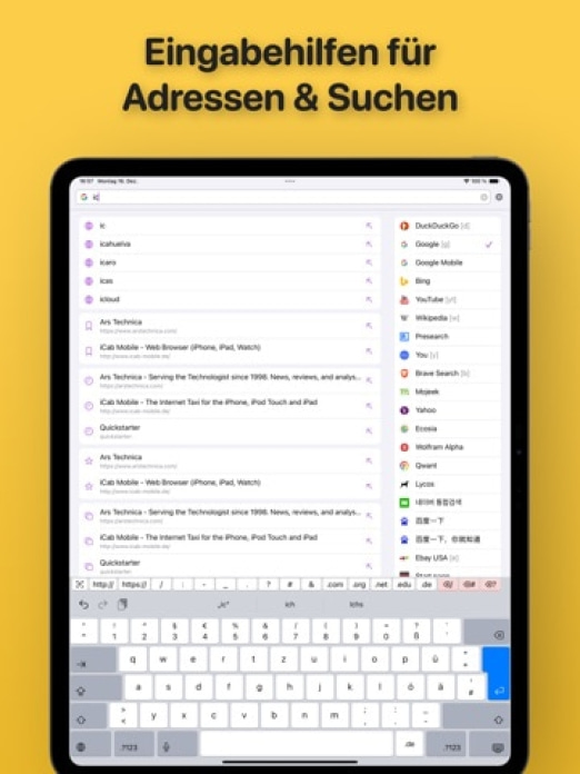 iCab Mobile (Web Browser) Tablet-Screenshot7