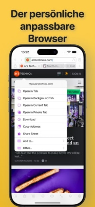iCab Mobile (Web Browser) Smartphone-Screenshot