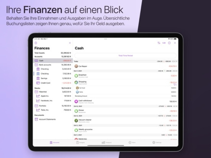 iFinance 5 Tablet-Screenshot