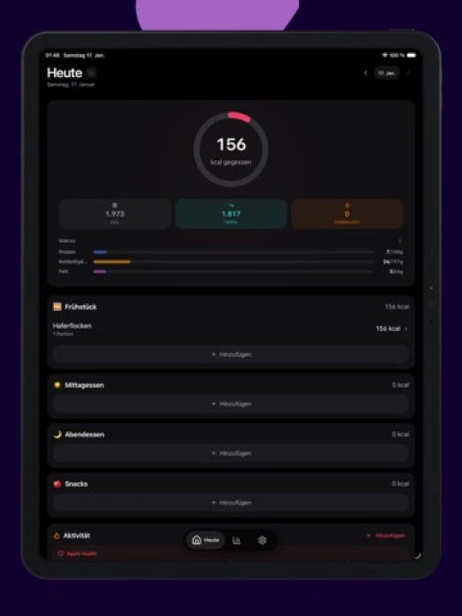 Intake: Kalorienzähler & Diät Tablet-Screenshot