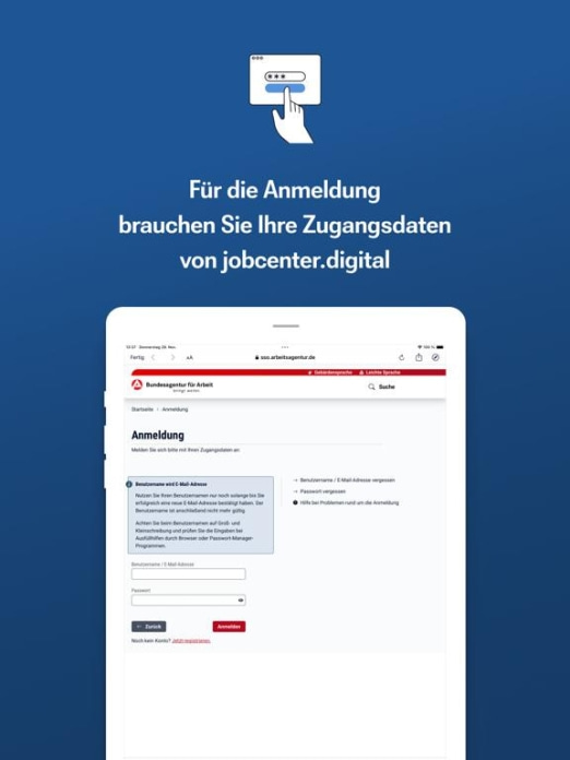Jobcenter-App Tablet-Screenshot2