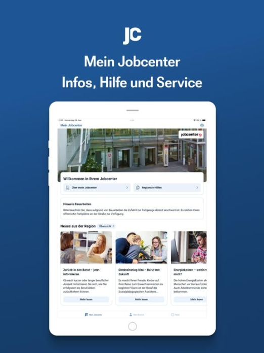 Jobcenter-App Tablet-Screenshot