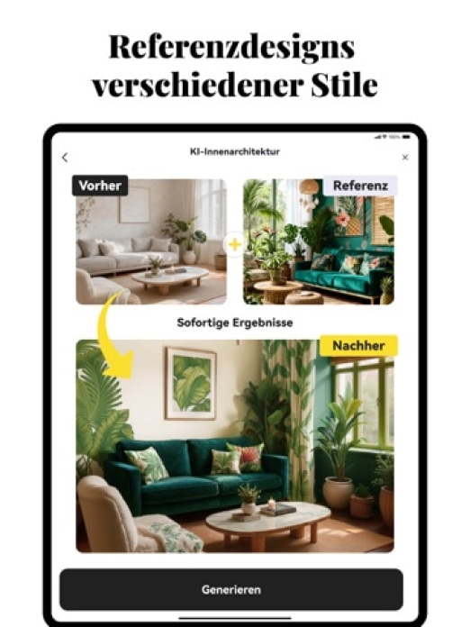 KI - Wohnungsdesign, DecAI® Tablet-Screenshot3
