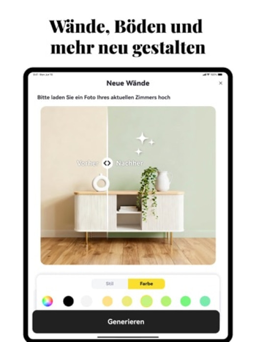 KI - Wohnungsdesign, DecAI® Tablet-Screenshot5