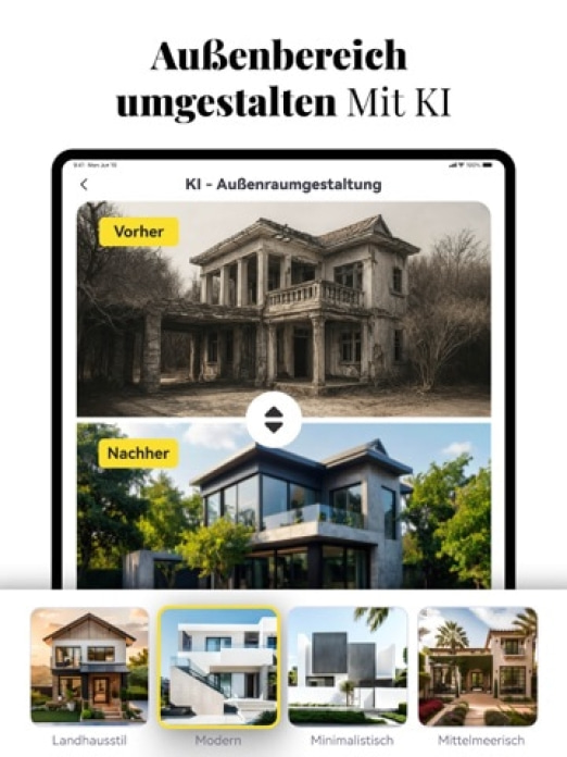 KI - Wohnungsdesign, DecAI® Tablet-Screenshot8