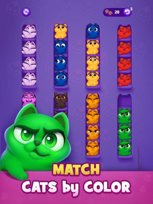 Kitty Sort: Twisted Tails Tablet-Screenshot