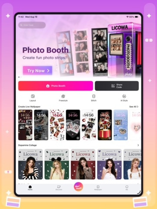Licowa -Photobooth & Wallpaper Tablet-Screenshot