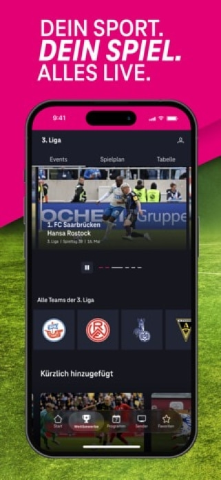 MagentaSport - Dein Live-Sport Smartphone-Screenshot