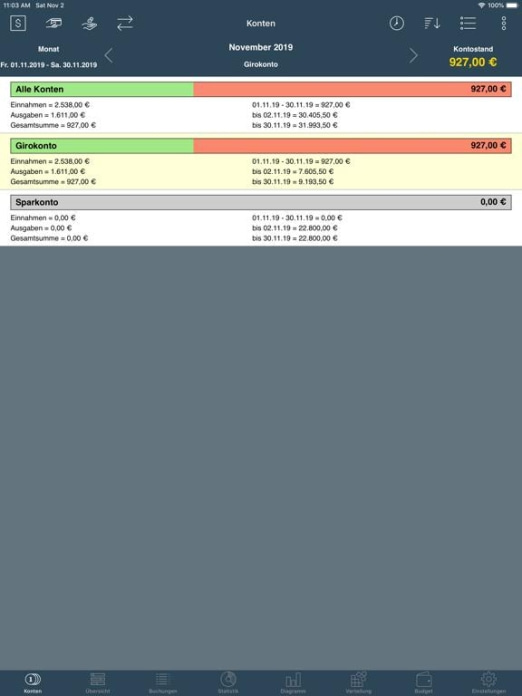Mein Haushaltsbuch Tablet-Screenshot