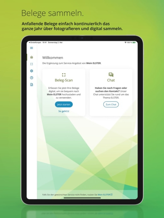 MeinELSTER+ Tablet-Screenshot