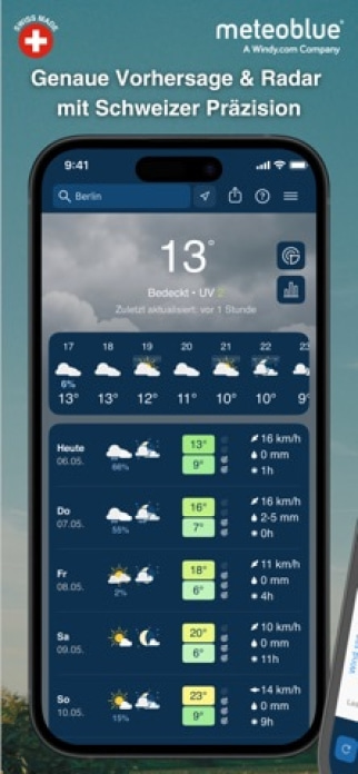 Wetter & Regenradar meteoblue Smartphone-Screenshot