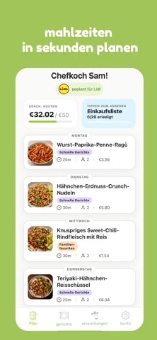 mise – Essensplaner Smartphone-Screenshot