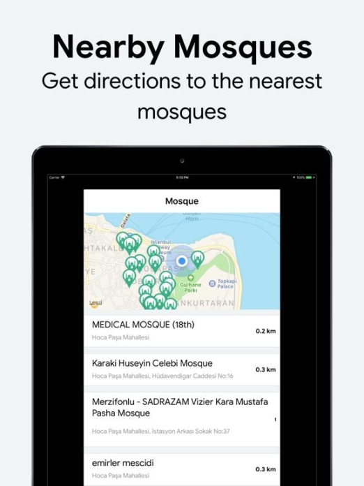 Muslim: Gebetszeiten, Qibla Tablet-Screenshot3