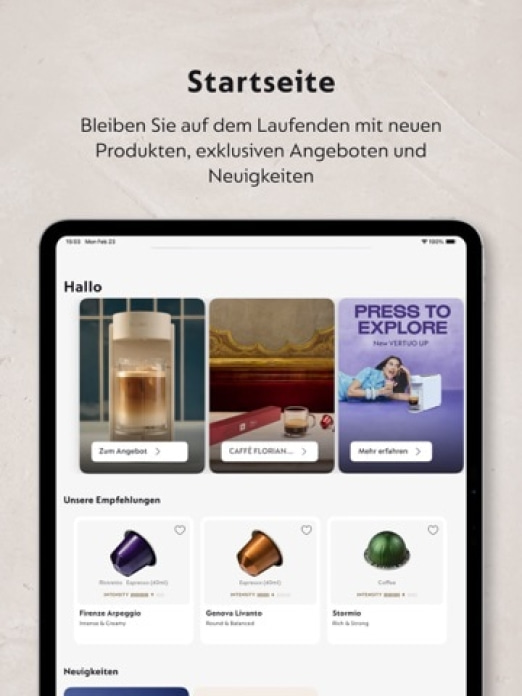 Nespresso Store Tablet-Screenshot