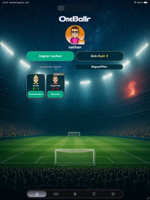 OneBallr - Fu&szlig;ball Quiz Duell Tablet-Screenshot2