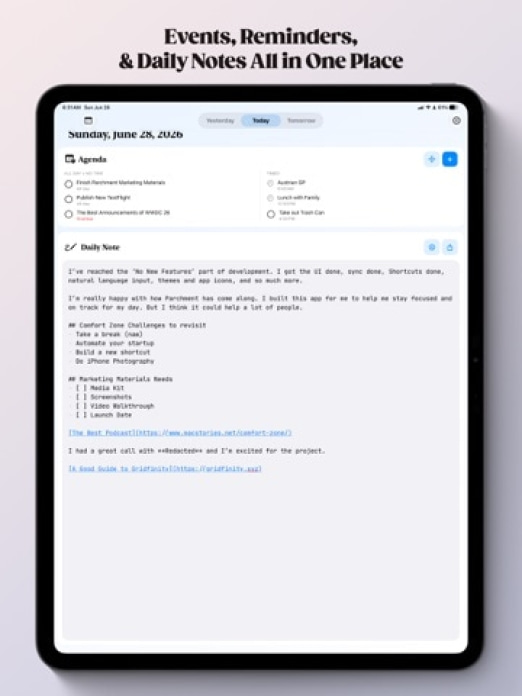 Parchment: Agenda & Daily Note Tablet-Screenshot
