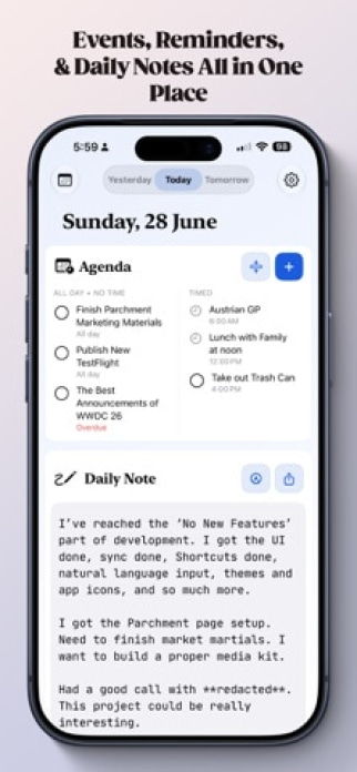 Parchment: Agenda & Daily Note Smartphone-Screenshot