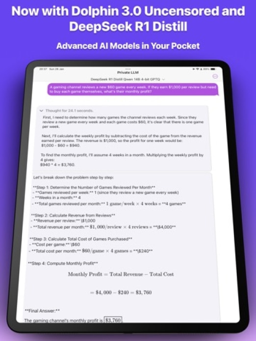 Private LLM - Lokaler KI-Chat Tablet-Screenshot